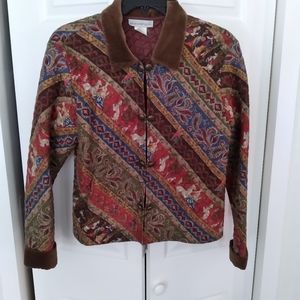 Sharon Young vintage autumn quilted jacket with Asian motif